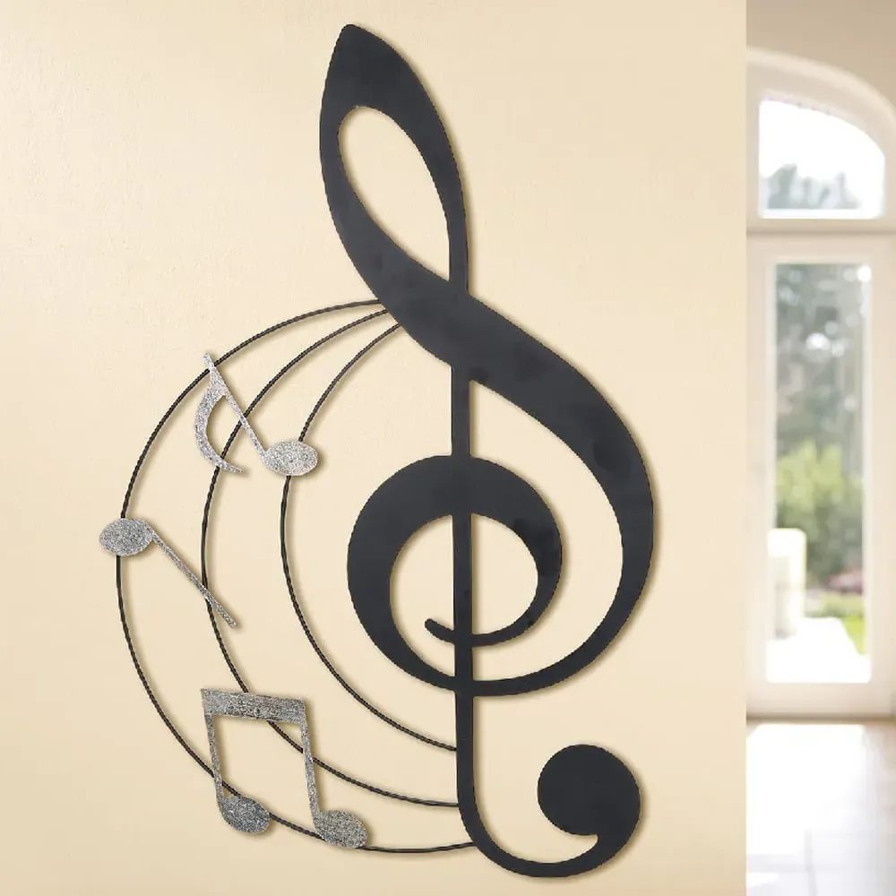 Alperton Musical Notes Wall Art - Brown, Silver, Metal product