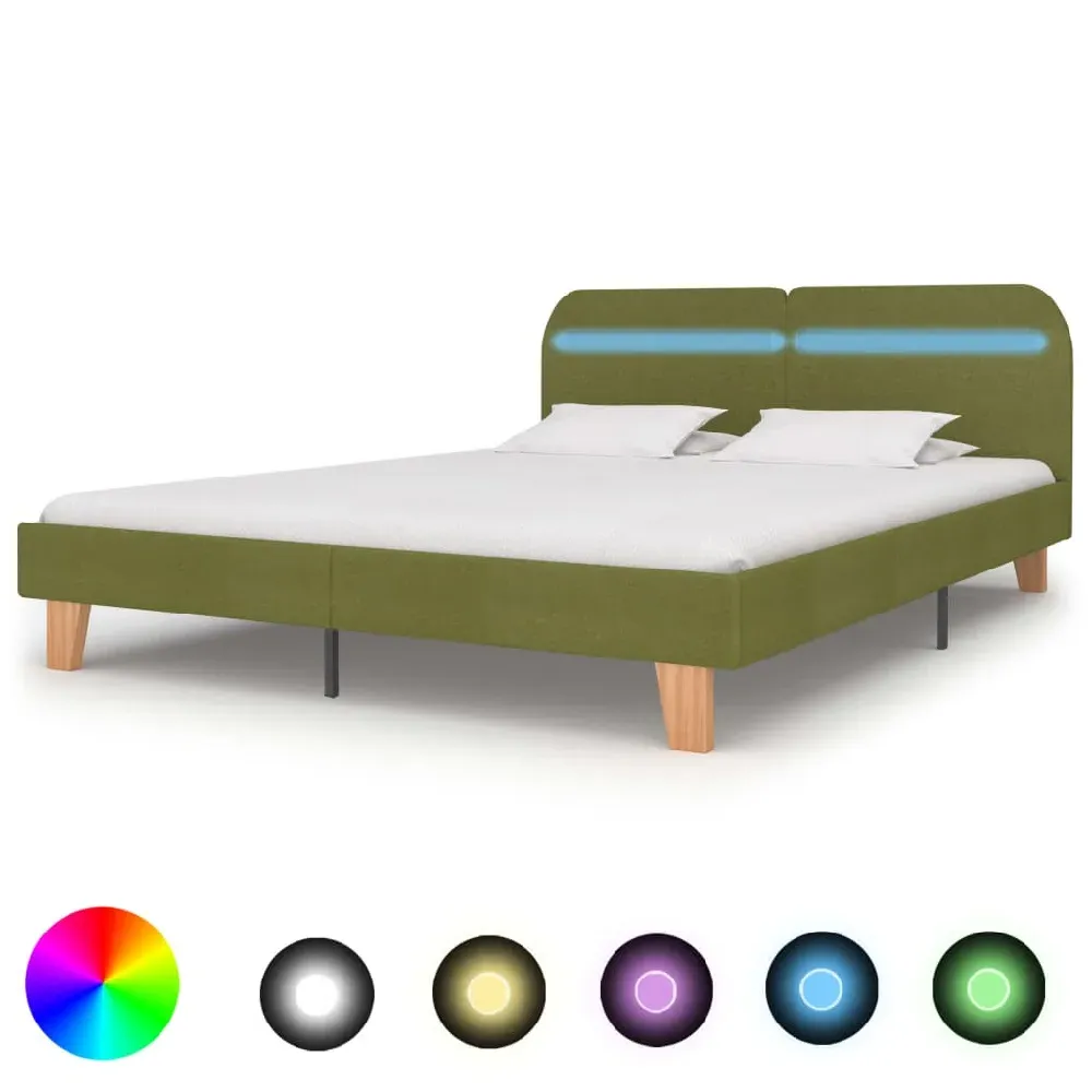 Alpharetta King Size Bed Frame with LED - Green, Fabric product