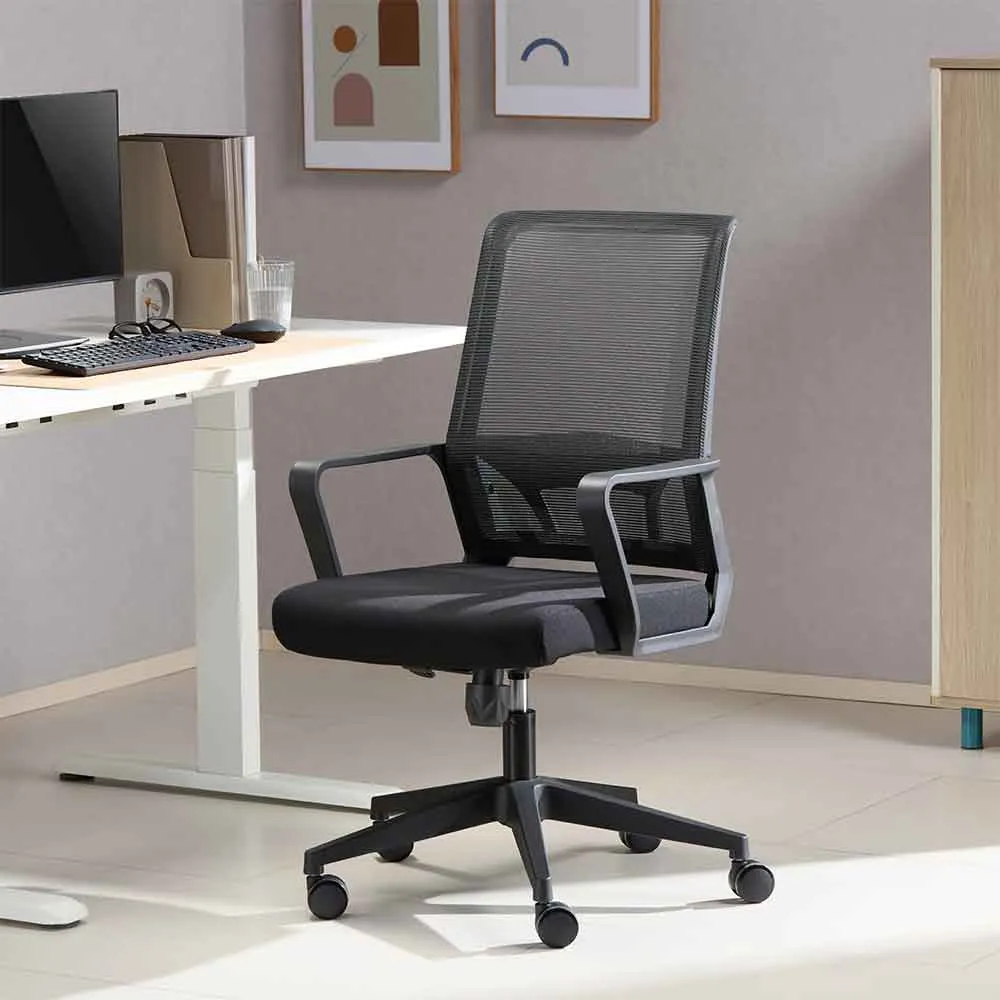 Alpine Fabric Office Chair with Lumbar Support - Black product