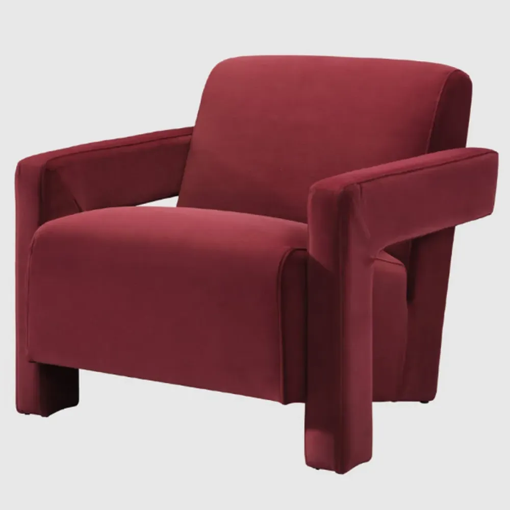 Alpine Velvet Armchair - Burgundy
