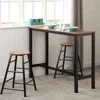 Alsip Breakfast Bar Table with 2 Stools - Acacia Effect