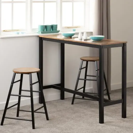 Alsip Breakfast Bar Table with 2 Stools - Acacia Effect image