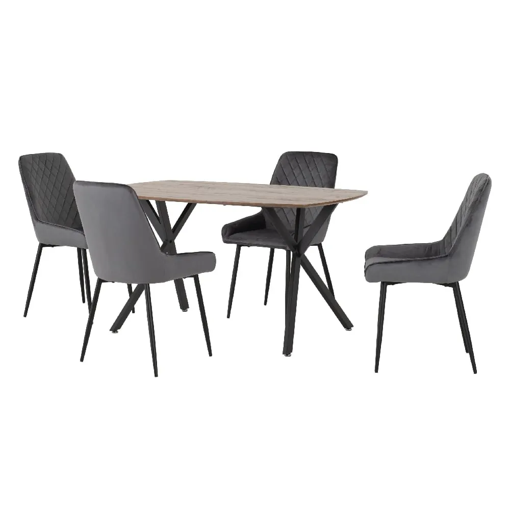 Alsip Dining Table with 4 Chairs - Grey, Oak