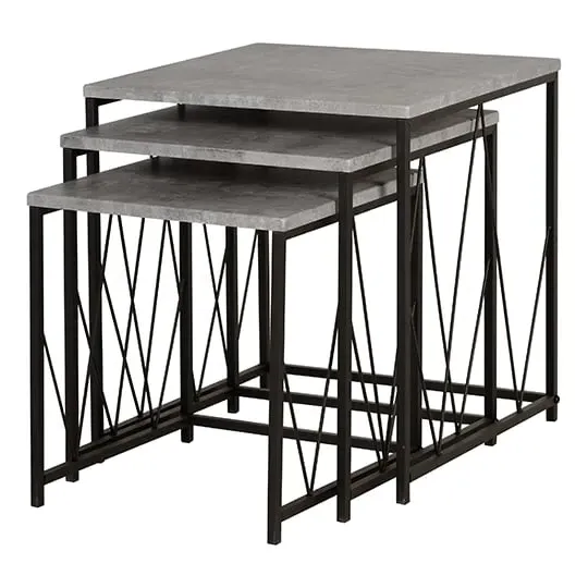 Alsip Nest of Tables - Black, Concrete Effect
