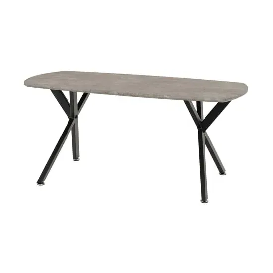 Alsip Oval Coffee Table - Black, Concrete Effect