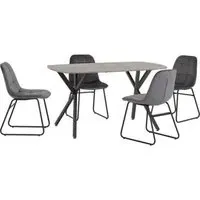 Alsip Rectangular Dining Set with 4 Chairs - Grey, Concrete