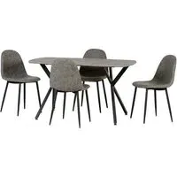 Alsip Rectangular Dining Set with 4 Chairs - Grey, Concrete