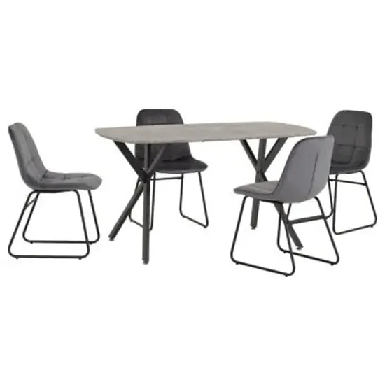 Alsip Rectangular Dining Set with 4 Chairs - Grey, Concrete