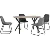 Alsip Rectangular Dining Set with 4 Chairs - Grey, Oak