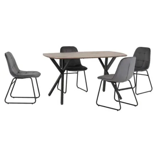 Alsip Rectangular Dining Set with 4 Chairs - Grey, Oak
