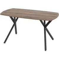 Alsip Rectangular Dining Table - Medium Oak, Black Metal