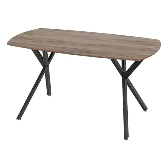 Alsip Rectangular Dining Table - Medium Oak, Black Metal image