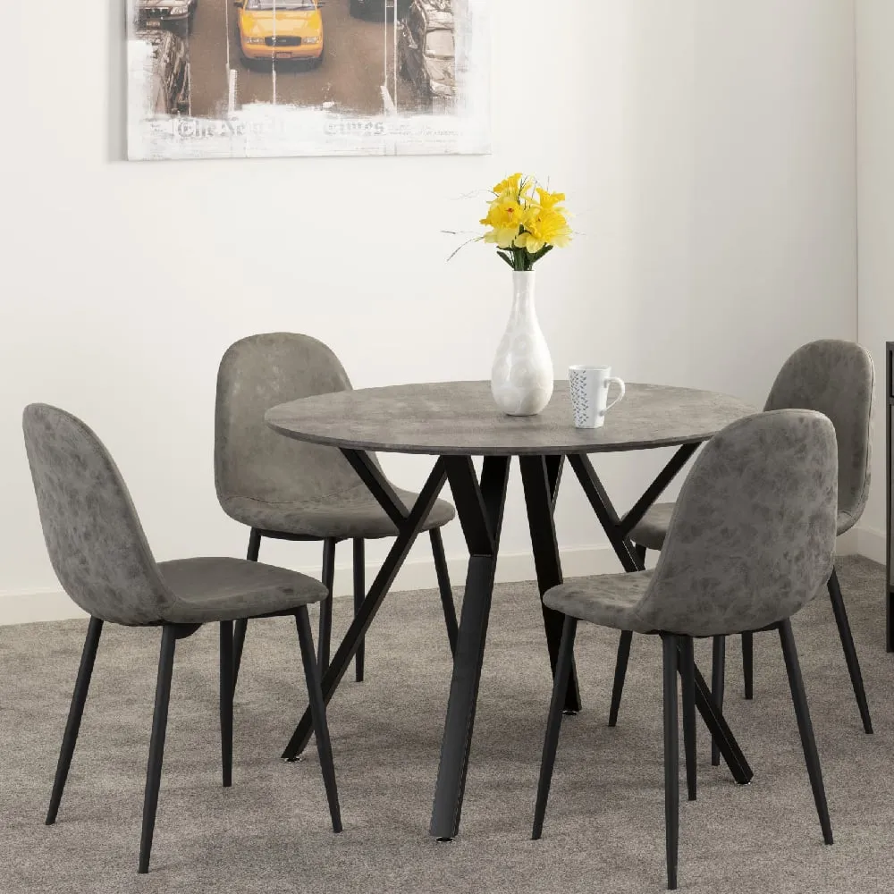 Alsip Round Dining Table with 4 Chairs - Grey, Concrete image