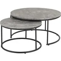 Alsip Round Set of 2 Coffee Tables - Concrete Effect