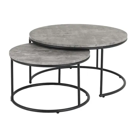 Alsip Round Set of 2 Coffee Tables - Concrete Effect