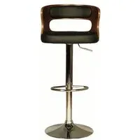 Alston Adjustable Bar Stool - Walnut, Black PU