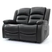 Alta 2-Seater Electric Recliner Sofa - Black, Faux Leather