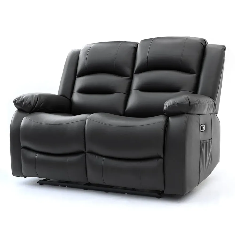 Alta 2-Seater Electric Recliner Sofa - Black, Faux Leather