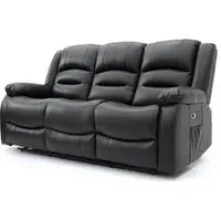 Alta 3-Seater Electric Recliner Sofa - Black, Faux Leather