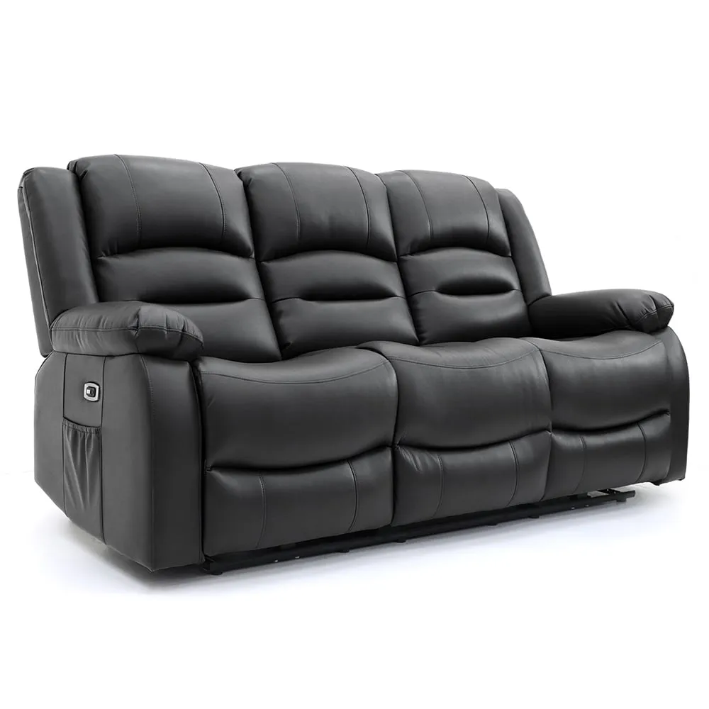 Alta 3-Seater Electric Recliner Sofa - Black, Faux Leather