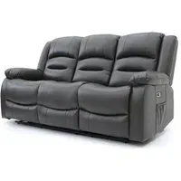 Alta 3-Seater Electric Recliner Sofa - Grey, Faux Leather