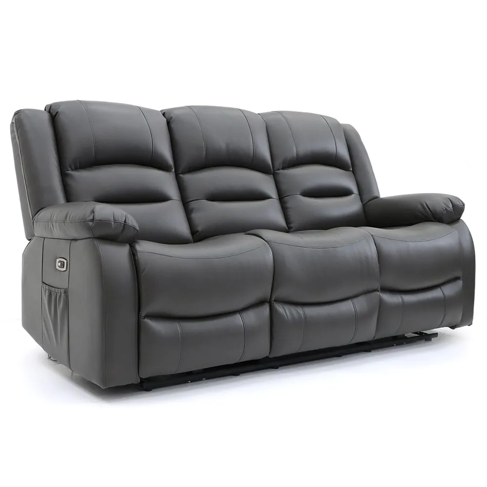 Alta 3-Seater Electric Recliner Sofa - Grey, Faux Leather