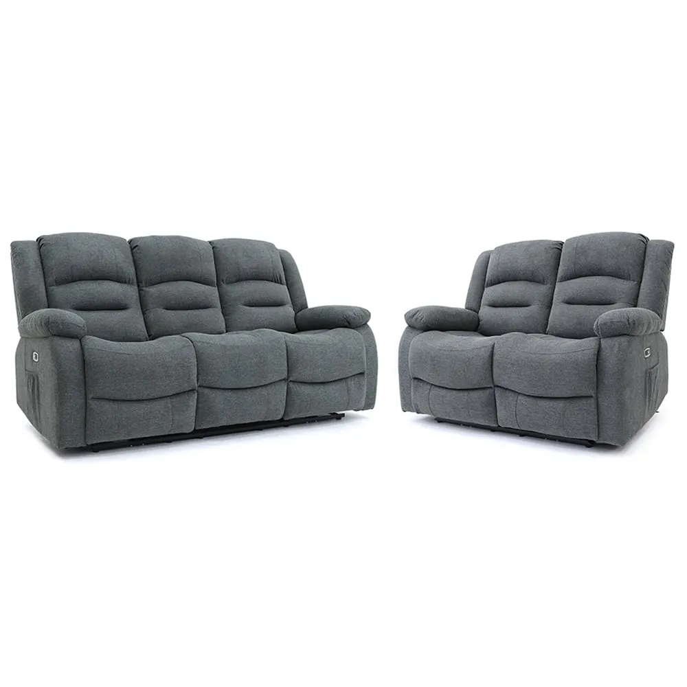 Alta 3+2 Seater Electric Recliner Sofa Set - Graphite, Fabric