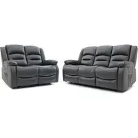 Alta 3+2 Seater Electric Recliner Sofa Set - Grey, Faux Leather