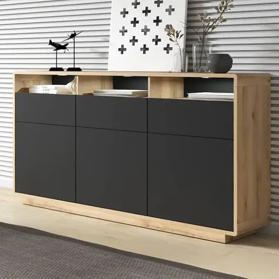 Altea Sideboard with 3 Doors 3 Drawers and LED - Torus Oak