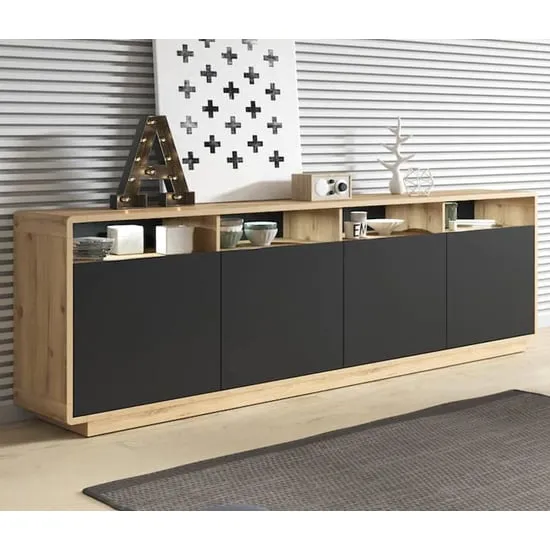 Altea Sideboard with 4 Doors and LED - Torus Oak