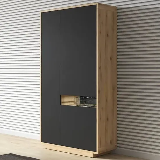 Altea Tall Display Cabinet 3 Doors with LED - Torus Oak