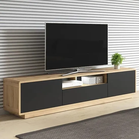 Altea Wide TV Stand 2 Doors 1 Drawer with LED - Torus Oak