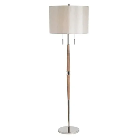 Altesse Floor Lamp with Twin Switches - Natural, Polished Nickel image