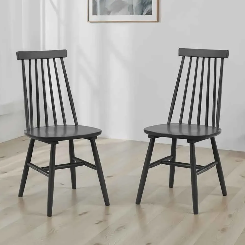 Althea Dining Chair Spindle-Back (Pair) - Black, Rubberwood product