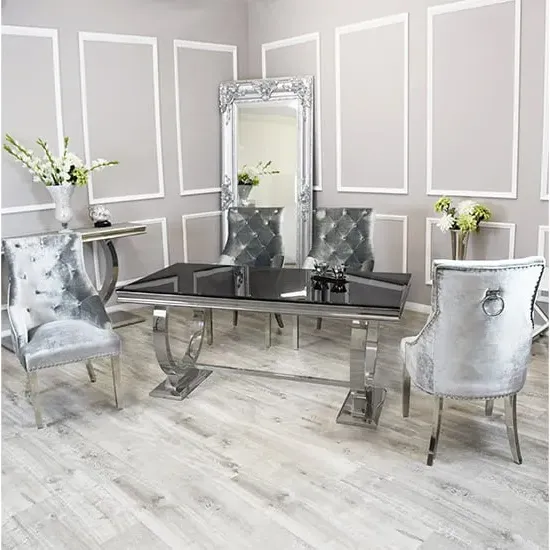 Alto Dining Table with 8 Dessel Chairs - Black, Glass image