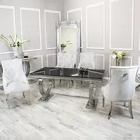 Alto Dining Table with 8 Dessel Chairs - Grey, Glass