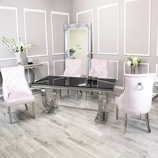 Alto Dining Table with 8 Dessel Chairs - Pink, Glass