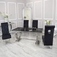 Alto Dining Table with 8 Elmira Chairs - Black, Glass