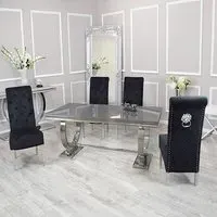 Alto Dining Table with 8 Elmira Chairs - Grey, Glass