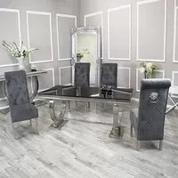 Alto Dining Table with 8 Elmira Chairs - Grey, Glass