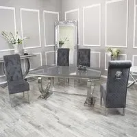 Alto Dining Table with 8 Elmira Chairs - Grey, Glass