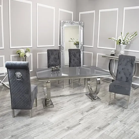 Alto Dining Table with 8 Elmira Chairs - Grey, Glass