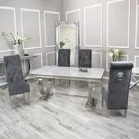 Alto Dining Table with 8 Elmira Chairs - White, Glass