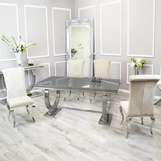 Alto Glass Dining Table with 8 North Chairs - Grey, Glass