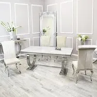 Alto Glass Dining Table with 8 North Chairs - White, Glass