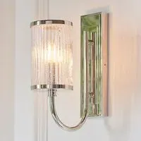 Alto Ribbed Glass Wall Light - Clear, Bright Nickel