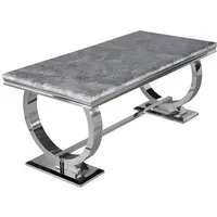 Alto Small Dining Table - Light Grey Marble, Polished Stainless Steel alternate view