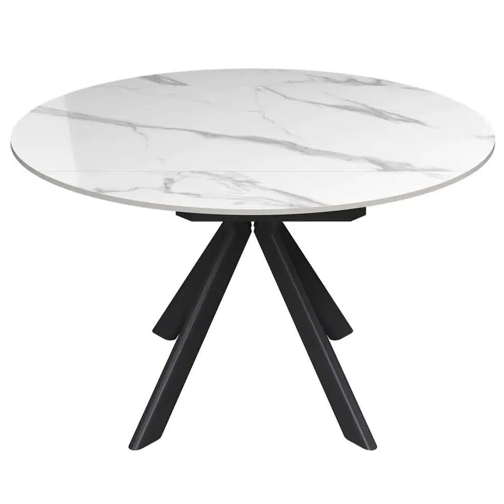 Altoen Round Extendable Dining Table - White Gloss, Ceramic product