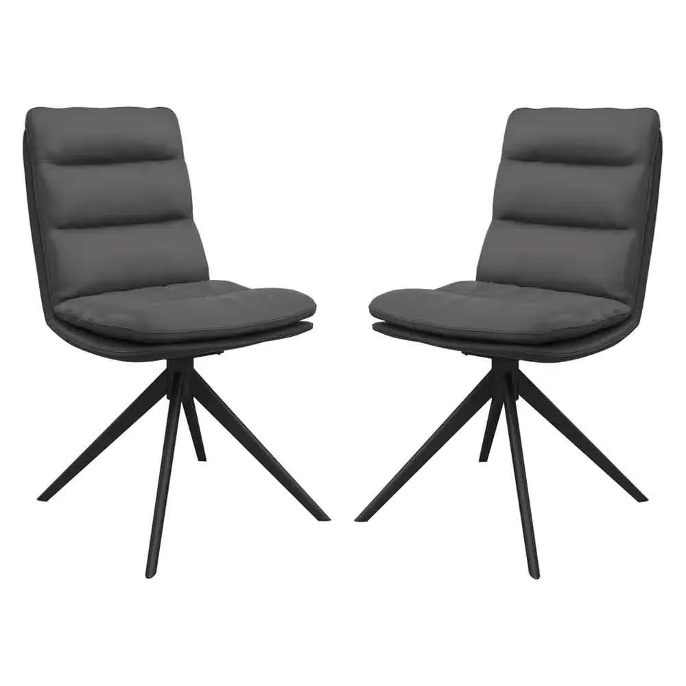 Altois Swivel Dining Chair Pair - Dark Grey, Faux Leather product