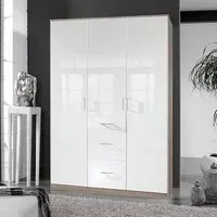 Alton 3-Door Wardrobe with 3 Drawers - White, Oak